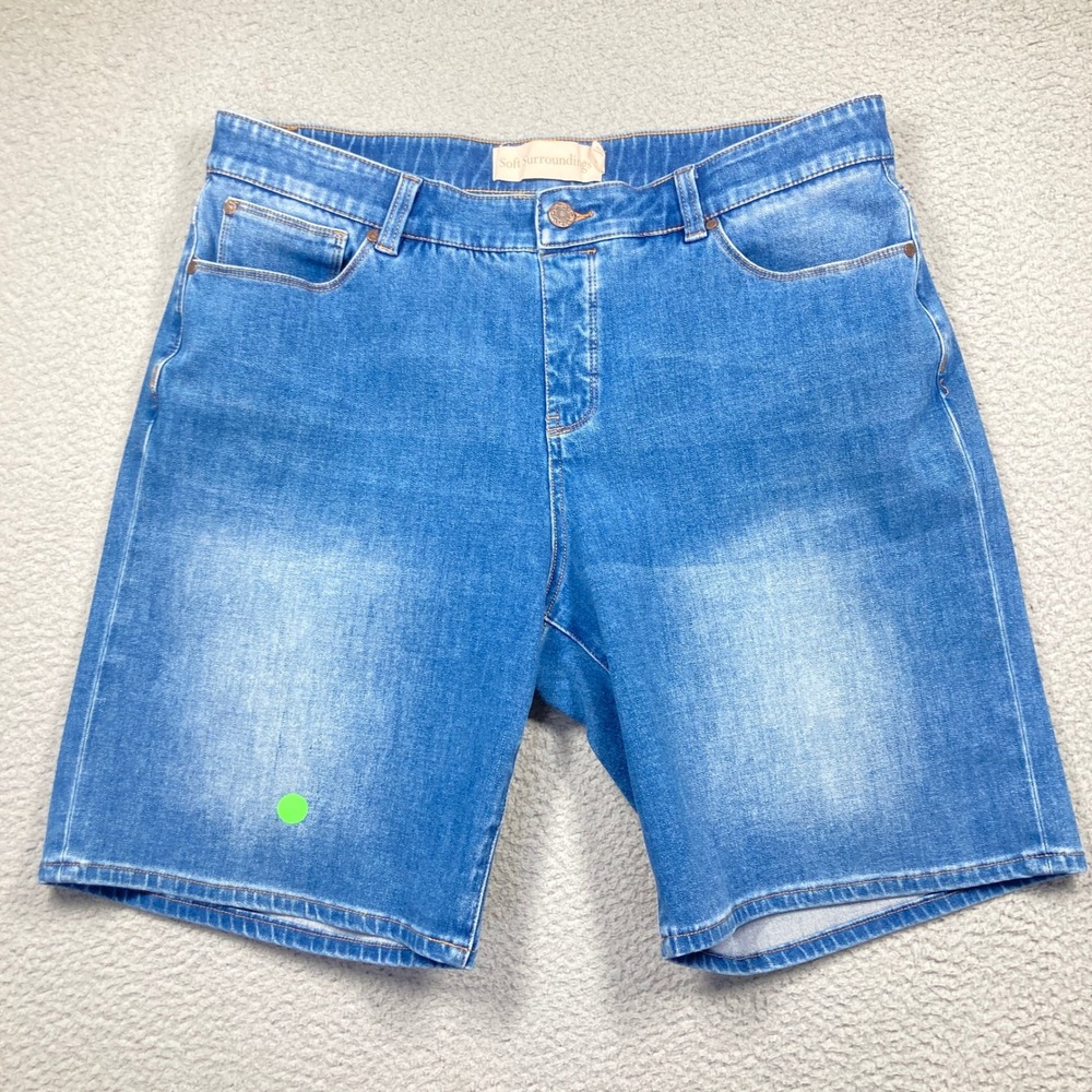 Soft Surroundings Denim Shorts Women XL Blue Medium Wash Stretch Bermuda FLAW